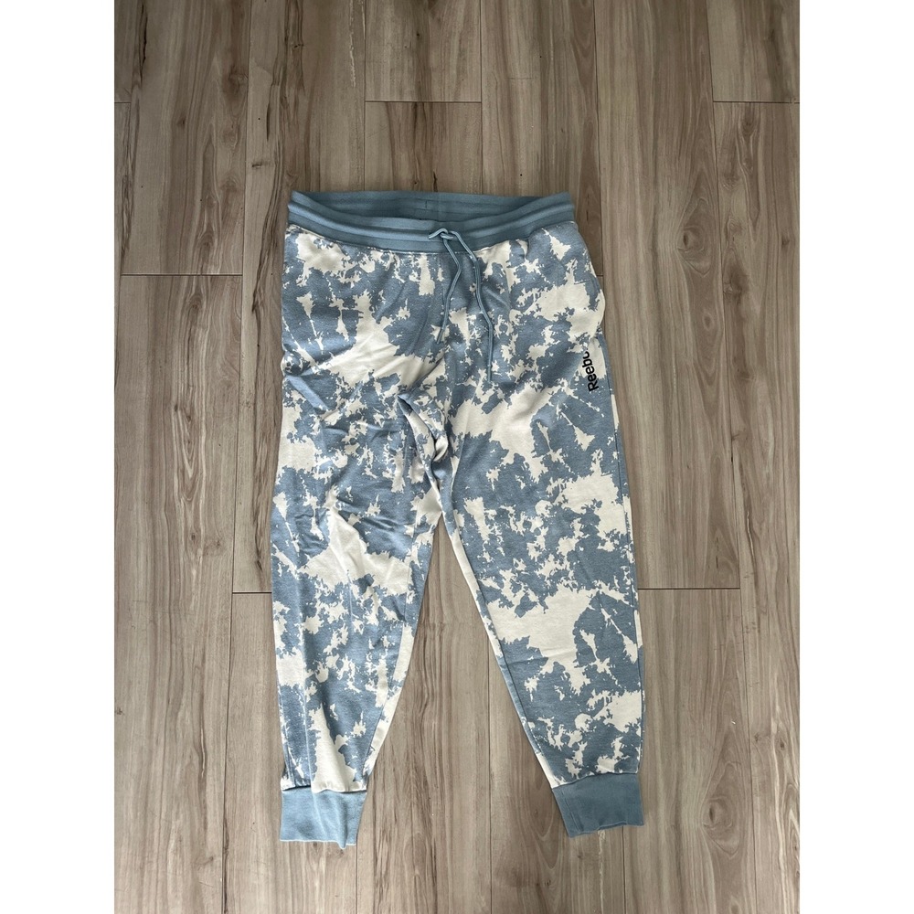 Reebok Womens Blue Tie Dye Cloud Jogger Sweatpants Size Large Athletic Loung